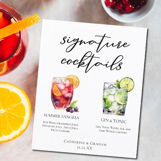 Sangria Gin & Tonic Signature Cocktails Menü