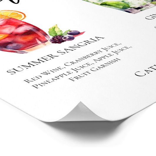 Sangria Gin & Tonic Signature Cocktails Menü Poster (Ecke)