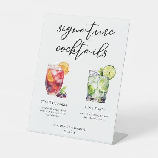 Sangria Gin & Tonic Signature Cocktails Menü Sockelschild (Vorderseite)