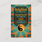 Sangria Gold Sparkle Aquamarin Orange Yin Yang Bal Visitenkarte (Rückseite)