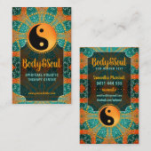 Sangria Gold Sparkle Aquamarin Orange Yin Yang Bal Visitenkarte (Vorne/Hinten)