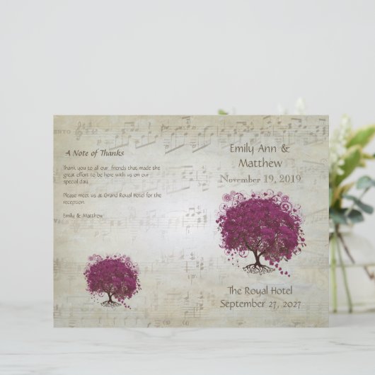 Sangria Heart Leaf Tree Wedding Programs (Stehend Vorderseite)