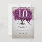 Sangria Heart Leaf Wedding Tischnummer (Vorderseite)