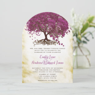 Sangria Herz Leaf Tree Wedding Einladungen