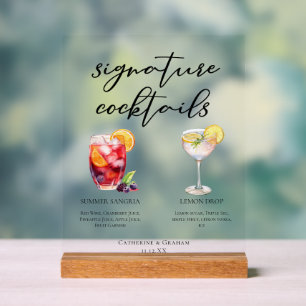 Sangria Lemon Drop Fruchtige Signature-Cocktails Acrylschild