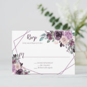 Sangria Lila Floral Geometric | RSVP Karte (Stehend Vorderseite)