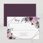 Sangria Lila Floral Geometric | RSVP Karte (Vorne/Hinten)
