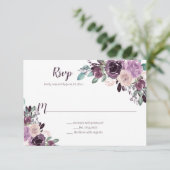 Sangria Lila Floral | RSVP Karte (Stehend Vorderseite)