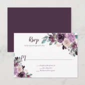Sangria Lila Floral | RSVP Karte (Vorne/Hinten)