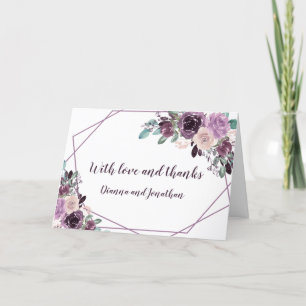 Sangria Lila Mauve Floral Geometric Wedding Feiertagskarte
