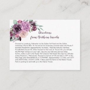Sangria Lila Mauve Floral Richtungen   Begleitkarte