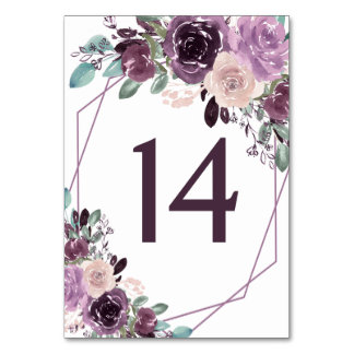 Sangria Lila Mauve Geometric Floral Wedding | Tischnummer