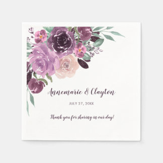 Sangria Lila Mauve Watercolor Empfang | Serviette