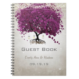 Sangria Lila Romantische Herzleaf Hochzeit Notizblock