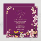 Sangria Love Birds Romantische Blumenhochzeit Einladung (Vorne/Hinten)