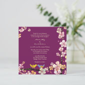 Sangria Love Birds Romantische Blumenhochzeit Einladung (Stehend Vorderseite)