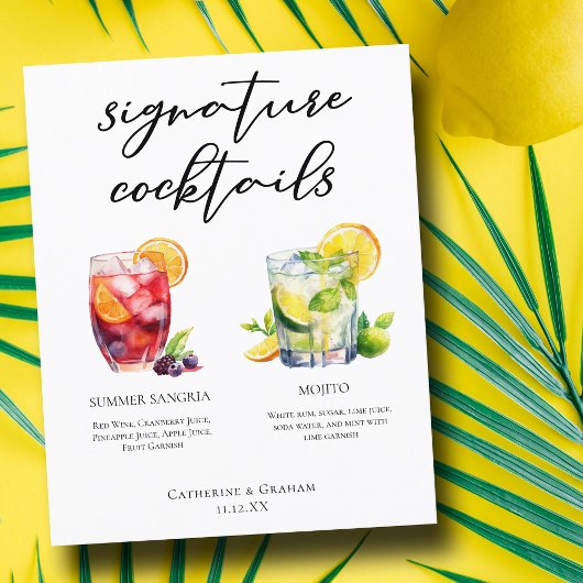 Sangria Mojito Signature Cocktails Custom Menu