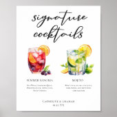 Sangria Mojito Signature Cocktails Custom Menu Poster (Vorne)
