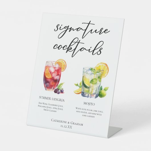 Sangria Mojito Signature Cocktails Custom Menu Sockelschild (Vorderseite)