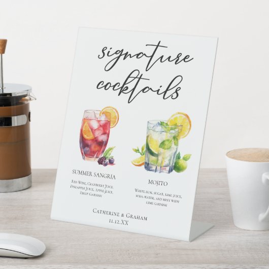 Sangria Mojito Signature Cocktails Custom Menu Sockelschild (In SItu)