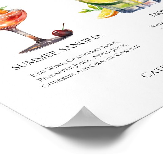 Sangria Mojito Signature Cocktails Custom Poster (Ecke)
