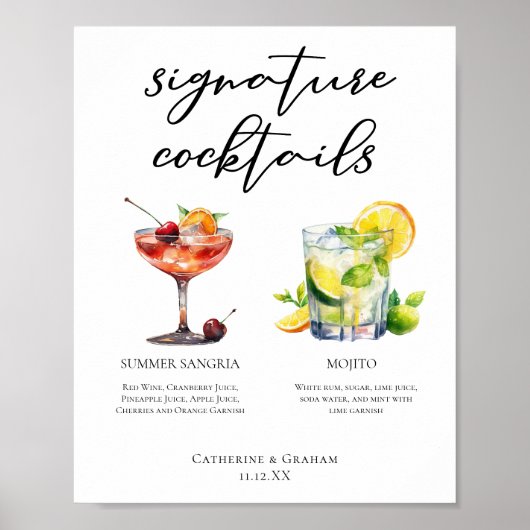 Sangria Mojito Signature Cocktails Custom Poster (Vorne)