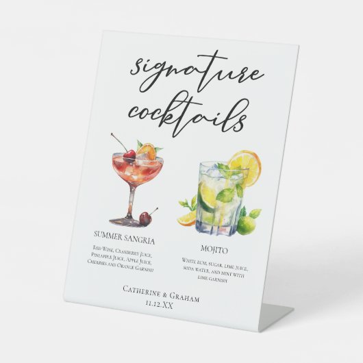 Sangria Mojito Signature Cocktails Hochzeitmenü Sockelschild (Vorderseite)