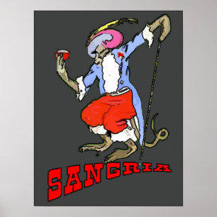 Sangria Monkey Vintag Style, Text hinzufügen Poster