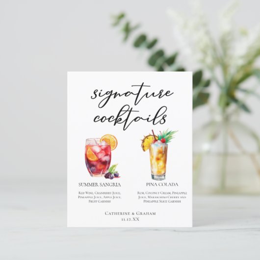Sangria Pina Colada Unterschrift Cocktails Menü (Stehend Vorderseite)