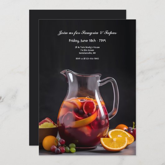 Sangria Pitcher Einladung (Vorne/Hinten)