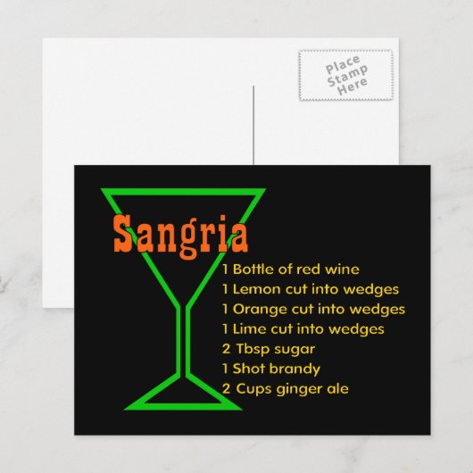Sangria Postkarte (Vorne/Hinten)