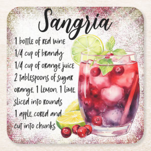 Sangria Rechteckiger Pappuntersetzer