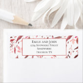 Sangria Red Watercolor Blätter Rücksendeadresse (Insitu)