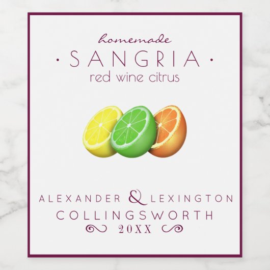 Sangria Red Weinetikett (Einzelnes Label)