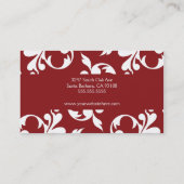 Sangria-Rot-und weißewirbelnde Rebe-Visitenkarte Visitenkarte (Rückseite)