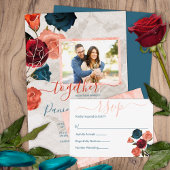 Sangria Rote Aquamarine Rose Gold Blätter Sommerho Folieneinladung