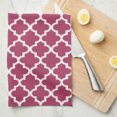 Sangria Rotes marokkanisches Tile Trellis Pattern Küchentuch (Viertel Falte)