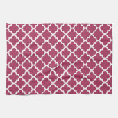 Sangria Rotes marokkanisches Tile Trellis Pattern Küchentuch (Horizontal)