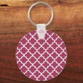 Sangria Rotes marokkanisches Tile Trellis Pattern Schlüsselanhänger (Vorderseite)