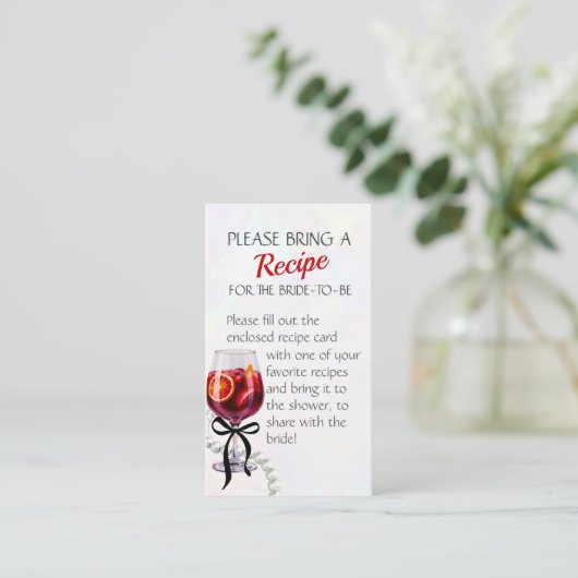 Sangria & Sass Recipe Anfrage Brautparty Begleitkarte (Stehend Vorderseite)