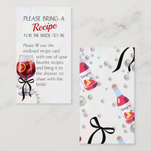 Sangria & Sass Recipe Anfrage Brautparty Begleitkarte