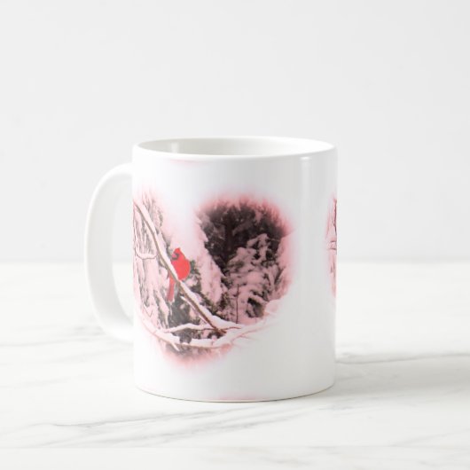Sangria-Schnee-Herz-Kardinal - Vogel Kaffeetasse (Vorderseite Links)