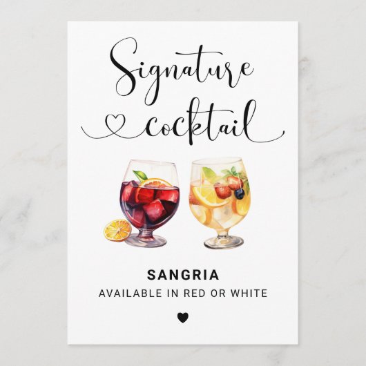 Sangria Signature Cocktail Herzensschrift Zeichen Einladung (Vorderseite)