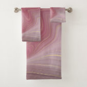 Sangria Strata | Moody Pink und Lila Luxe Agate Badhandtuch Set (Insitu)