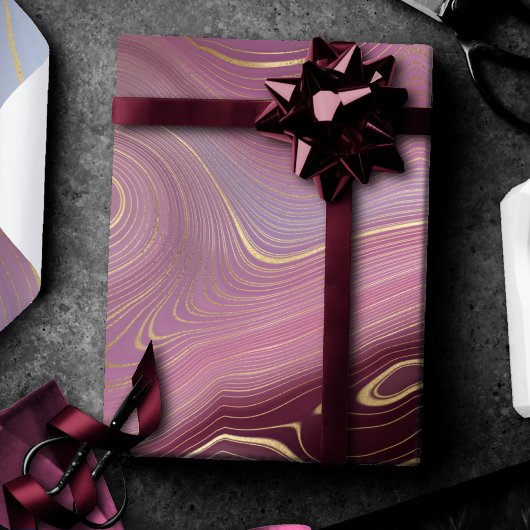 Sangria Strata | Moody Pink und Lila Luxe Agate Geschenkpapier