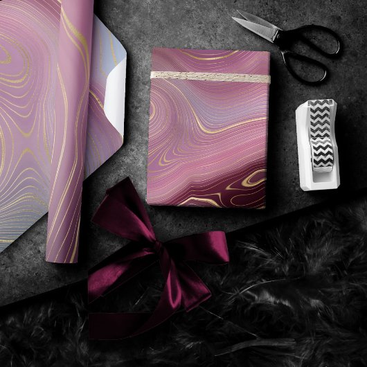 Sangria Strata | Moody Pink und Lila Luxe Agate Geschenkpapier