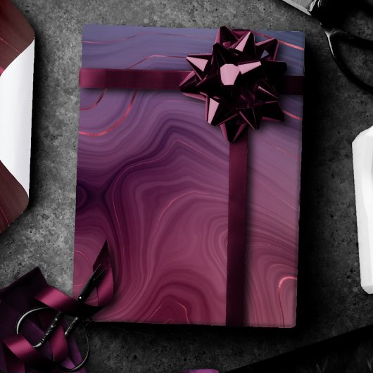 Sangria Strata | Moody Pink und Lila Luxe Agate Geschenkpapier