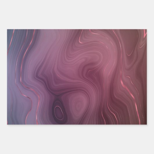 Sangria Strata | Moody Pink und Lila Luxe Agate Geschenkpapier Set (Vorderseite)