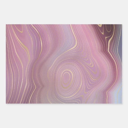Sangria Strata | Moody Pink und Lila Luxe Agate Geschenkpapier Set (Vorderseite)