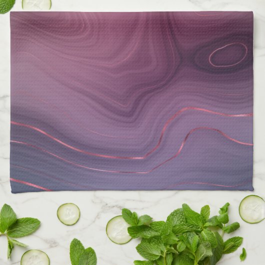 Sangria Strata | Moody Pink und Lila Luxe Agate Geschirrtuch (Gefaltet)